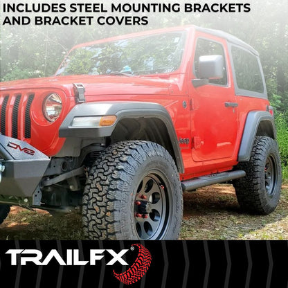 TrailFX 2018–2025 4" Oval Straight Step Bar For Jeep Wrangler JL 2 Dr- Black (A1546T) - product image 6