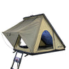 Overland Vehicle Systems LD TMON Clamshell Aluminum Hard Shell Roof Top Tent - 2 Person Capacity, Tan Body & Green Rainfly 18119935