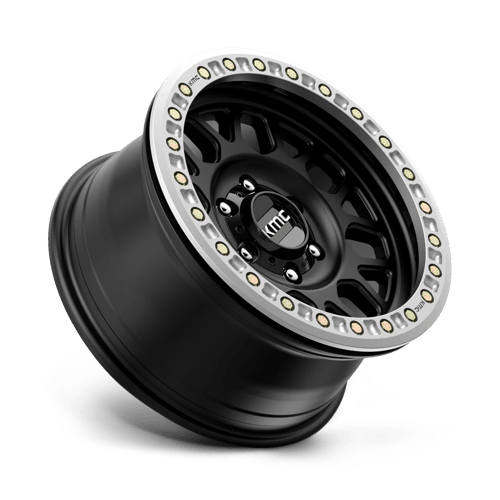 KMC KM234 GRENADE DESERT BEADLOCK Satin Black wheel featuring beadlock design and aggressive styling.