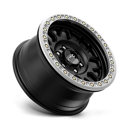 KMC KM234 GRENADE DESERT BEADLOCK Satin Black wheel featuring beadlock design and aggressive styling.