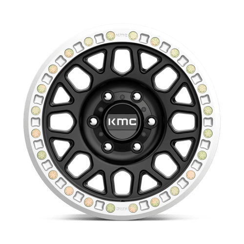 KMC KM234 GRENADE DESERT BEADLOCK Satin Black wheel with aggressive styling and beadlock design.