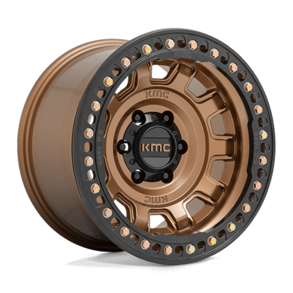KMC KM236 TANK BEADLOCK Matte Bronze wheel showcasing rugged design and aggressive styling for off-road vehicles.