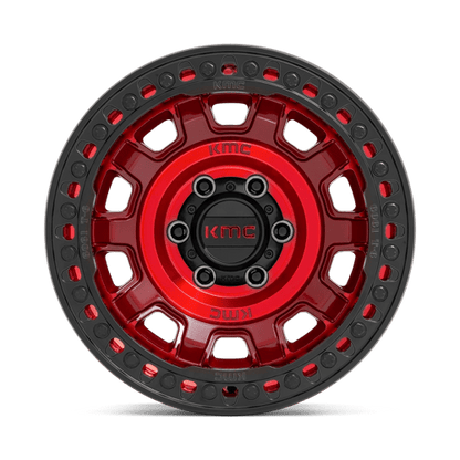 KMC KM236 TANK BEADLOCK Candy Red wheel with aggressive styling and durable beadlock design for off-road enthusiasts.