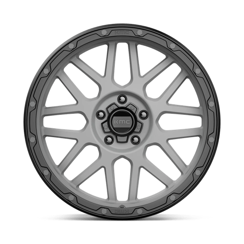 KMC KM535 GRENADE OFF-ROAD Matte Gray W/ Matte Black Lip wheel design for rugged performance and aggressive off-road style.