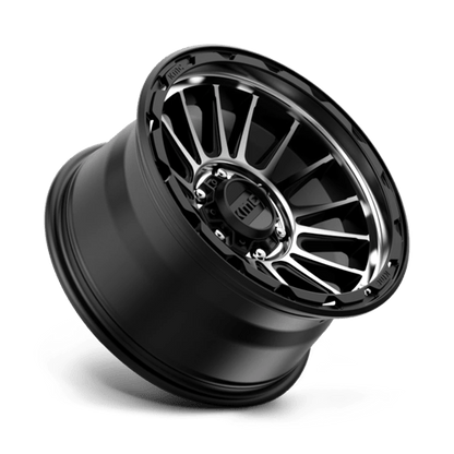 KMC KM542 IMPACT Satin Black Machined wheel showcasing a bold and modern design for trucks and SUVs.