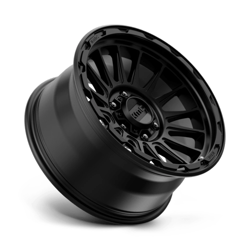 KMC KM542 IMPACT Satin Black wheel showcased in a dynamic angle, highlighting its bold design and performance features.