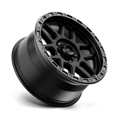 KMC KM544 MESA Satin Black W/ Gloss Black Lip wheel showcasing rugged design and durable construction.