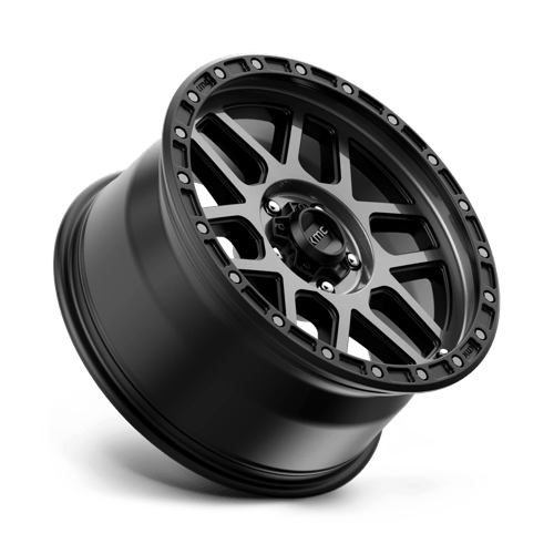 KMC KM544 MESA Satin Black W/ Gray Tint rugged off-road wheel showcasing stylish design and durability.