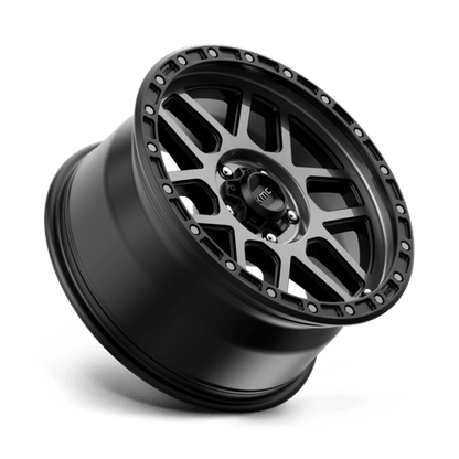 KMC KM544 MESA Satin Black W/ Gray Tint rugged off-road wheel showcasing stylish design and durability.
