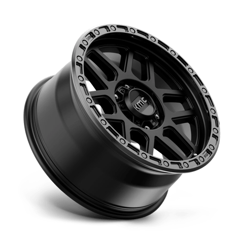 KMC KM544 MESA Satin Black W/ Gloss Black Lip wheel showcasing rugged off-road style and durability.