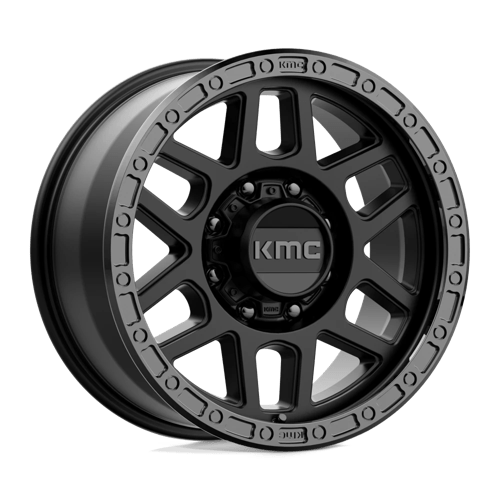 KMC KM544 MESA Satin Black W/ Gloss Black Lip wheel showcasing rugged design and durability.