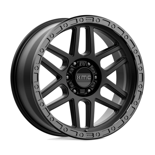 KMC KM544 MESA Satin Black W/ Gloss Black Lip wheel showcasing rugged design and durability.
