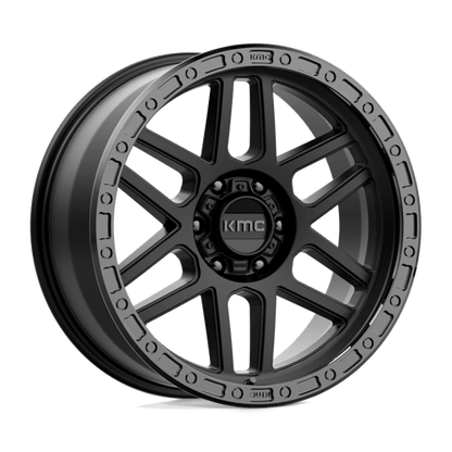 KMC KM544 MESA Satin Black W/ Gloss Black Lip wheel showcasing rugged design and durability.