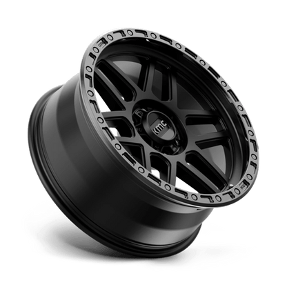 KMC KM544 MESA Satin Black W/ Gloss Black Lip stylish wheel designed for trucks and SUVs, showcasing rugged durability.
