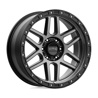 KMC KM544 MESA Satin Black W/ Gray Tint wheel image, showcasing rugged design and durability.