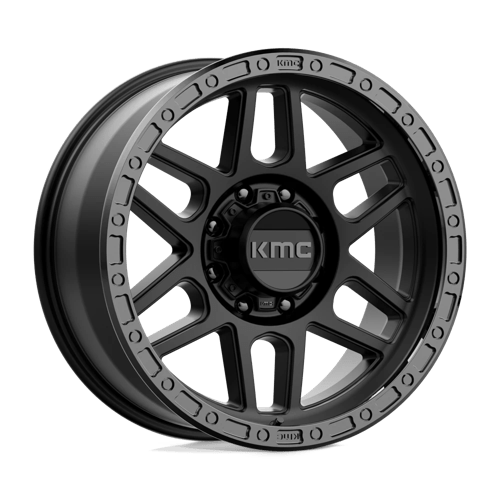 KMC KM544 MESA Satin Black W/ Gloss Black Lip rugged wheel for trucks and SUVs, designed for durability and off-road style.