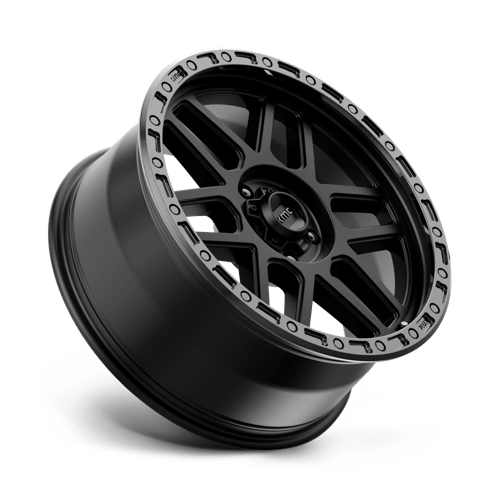 KMC KM544 MESA Satin Black W/ Gloss Black Lip wheel showcasing rugged design and durability.