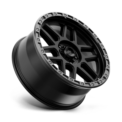 KMC KM544 MESA Satin Black W/ Gloss Black Lip wheel showcasing rugged design and durability.