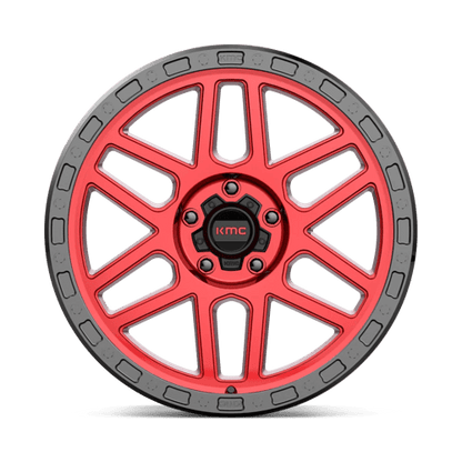 KMC KM544 MESA Candy Red W/ Black Lip off-road wheel showcasing durable design and vibrant color.