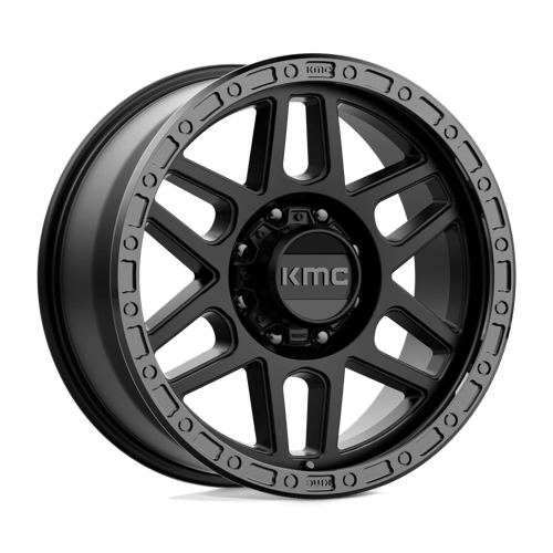 KMC KM544 MESA Satin Black W/ Gloss Black Lip wheel showcasing rugged design and durability.