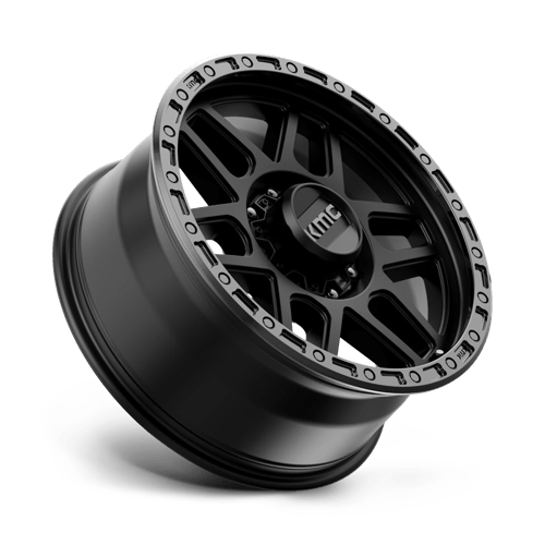 KMC KM544 MESA Satin Black W/ Gloss Black Lip wheel showcasing rugged design and durability.