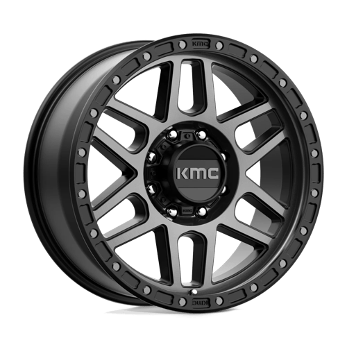 KMC KM544 MESA Satin Black W/ Gray Tint rugged wheel with 8 spokes and black finish, perfect for trucks and SUVs.
