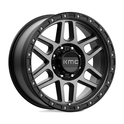KMC KM544 MESA Satin Black W/ Gray Tint rugged wheel with 8 spokes and black finish, perfect for trucks and SUVs.