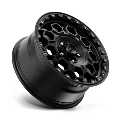 KMC KM545 TREK Satin Black wheel showcasing rugged design and off-road capabilities.