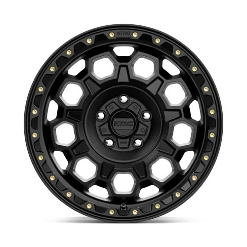 KMC KM545 TREK Satin Black rugged wheel designed for trucks and SUVs with a bold off-road look.