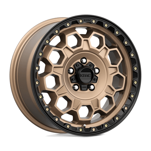 KMC KM545 TREK Matte Bronze W/ Black Lip wheel showcasing rugged design and performance for trucks and SUVs.