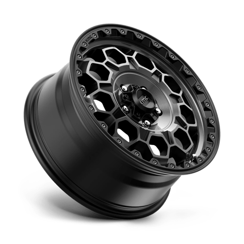 KMC KM545 TREK Satin Black W/ Gray Tint wheel showcasing rugged design and durability for trucks and SUVs.