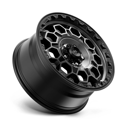 KMC KM545 TREK Satin Black W/ Gray Tint wheel showcasing rugged design and durability for trucks and SUVs.