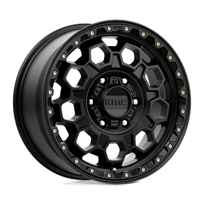 KMC KM545 TREK Satin Black wheel showcasing rugged design and bold style for trucks and SUVs.