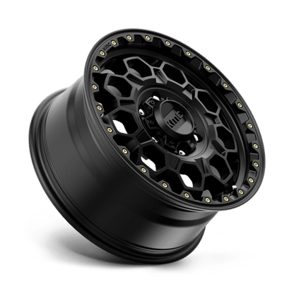 KMC KM545 TREK Satin Black wheel designed for performance and style in trucks or SUVs.