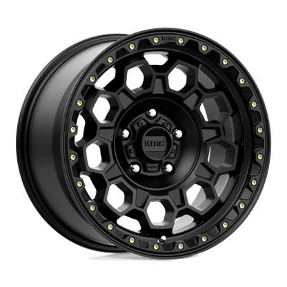 KMC KM545 TREK Satin Black wheel showcasing rugged design and off-road performance.