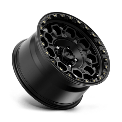 KMC KM545 TREK Satin Black wheel featuring a rugged off-road design and durable construction.