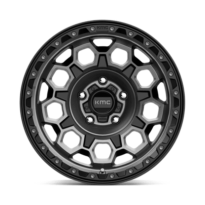 KMC KM545 TREK Satin Black W/ Gray Tint wheel showcasing rugged design for trucks and SUVs.