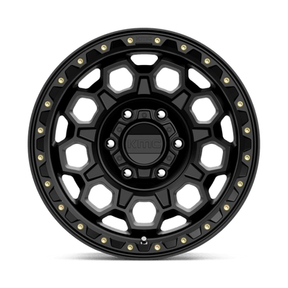 KMC KM545 TREK Satin Black wheel designed for rugged performance and stylish aesthetics for trucks and SUVs.