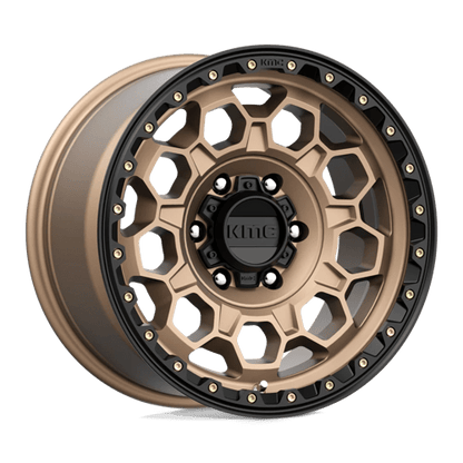 KMC KM545 TREK Matte Bronze W/ Black Lip wheel showcasing rugged design and modern aesthetics.