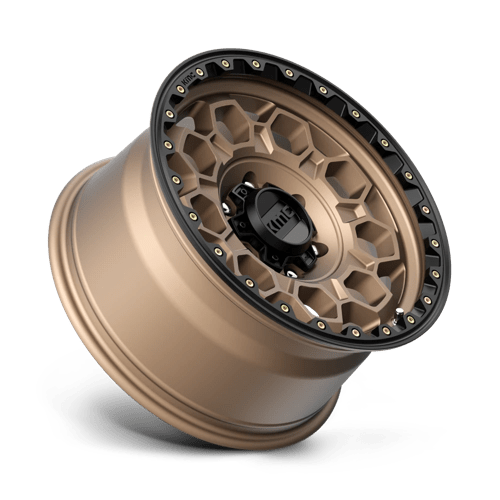 KMC KM545 TREK Matte Bronze W/ Black Lip wheel showcasing rugged design and off-road capability.