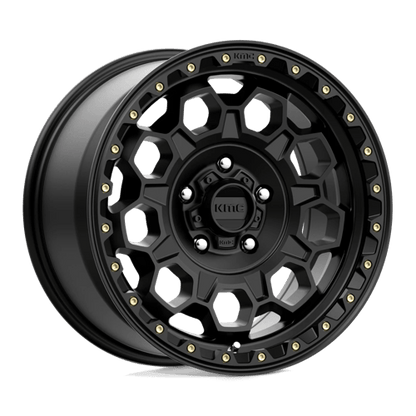 KMC KM545 TREK Satin Black wheel showcasing rugged design and performance features for trucks and SUVs.