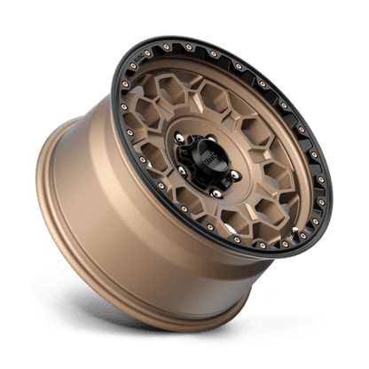 KMC KM545 TREK Matte Bronze W/ Black Lip wheel showcasing rugged design and off-road aesthetics.