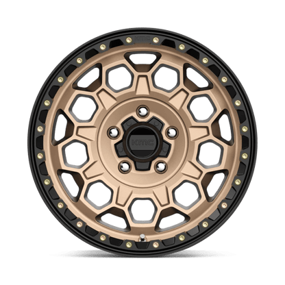 KMC KM545 TREK Matte Bronze W/ Black Lip wheel showcasing rugged design and bold aesthetics for trucks and SUVs.