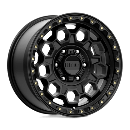 KMC KM545 TREK Satin Black wheel showcasing rugged design and durability for off-road performance.