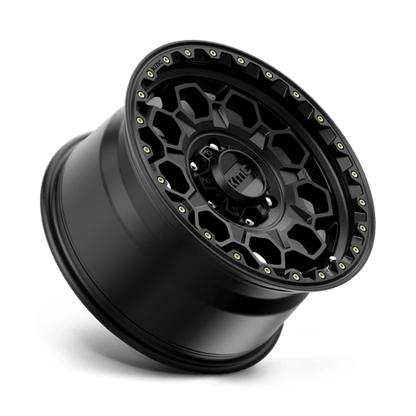 KMC KM545 TREK Satin Black wheel showcasing rugged design and durable finish for trucks and SUVs.