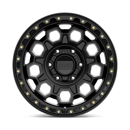 KMC KM545 TREK Satin Black wheel showcasing rugged design and off-road capabilities.