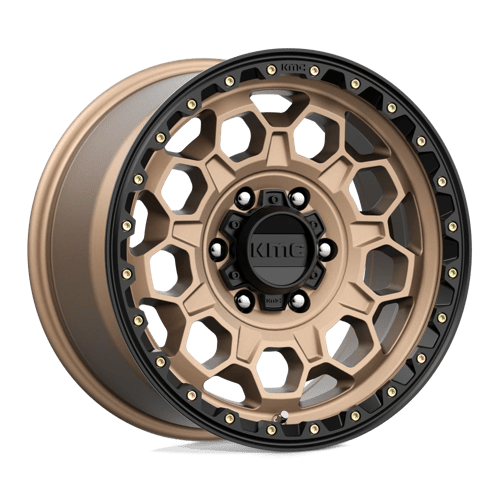 KMC KM545 TREK Matte Bronze W/ Black Lip wheel showcasing its rugged design and off-road capabilities.