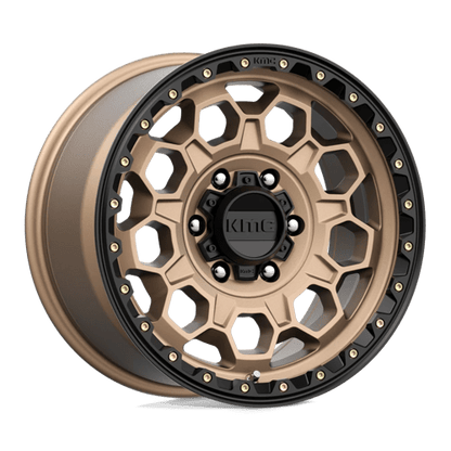 KMC KM545 TREK Matte Bronze W/ Black Lip wheel showcasing its rugged design and off-road capabilities.