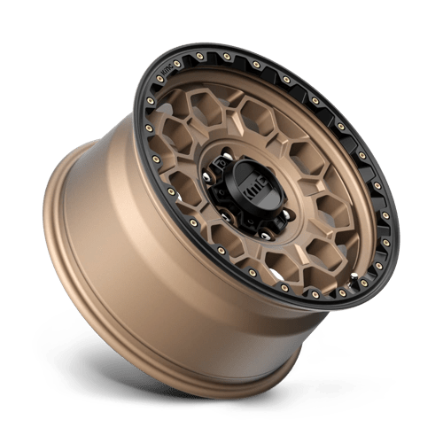 KMC KM545 TREK Matte Bronze W/ Black Lip wheel showcasing rugged design and stylish finish for trucks and SUVs.