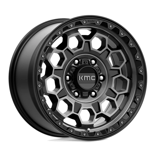 KMC KM545 TREK Satin Black W/ Gray Tint wheel showcasing rugged design and durable performance for trucks and SUVs.